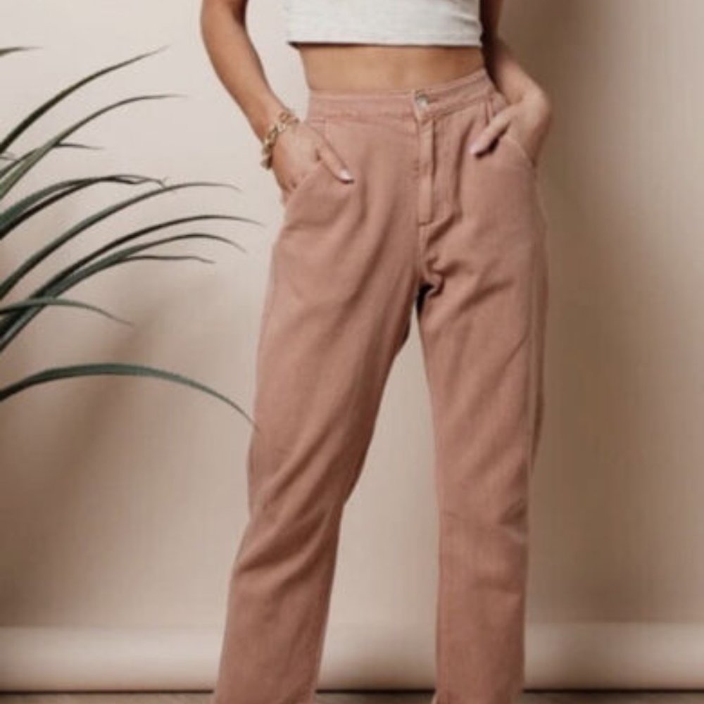 bohme Womens Sinead Ankle Cotton Coral Pink Denim Jeans L/XL Pants Boho